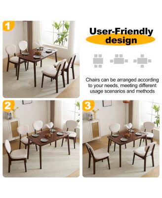 Rubber Wood Dining Table and Chair Set with Cushions