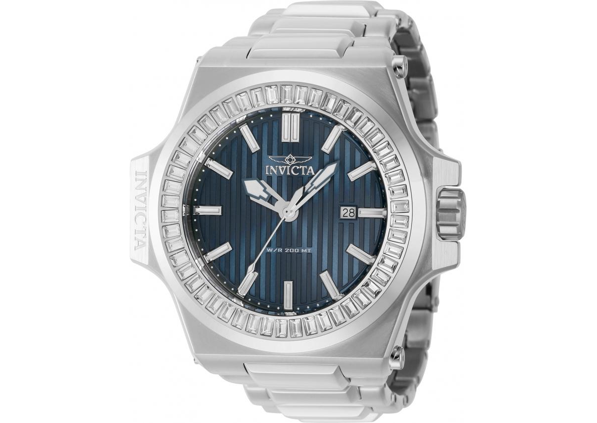 Men's 43380 Akula Quartz 3 Hand Blue Dial Watch - Silver