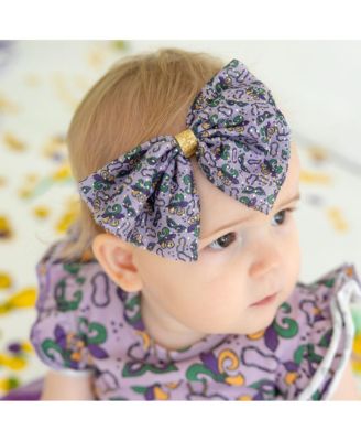 Baby Girl's Mardi Gras Tulle Bow Baby Headband
