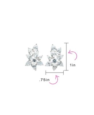 Elegant Marquise Leaf CZ Clip-On Earrings s and Proms Silver Plated