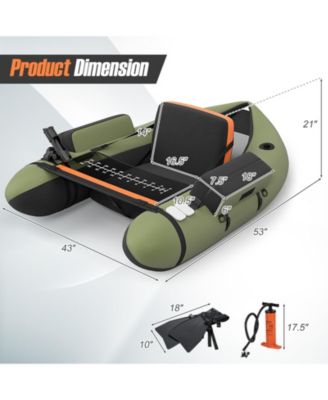 Inflatable Fishing Float Tube with Pump Storage Pockets and Fish Ruler