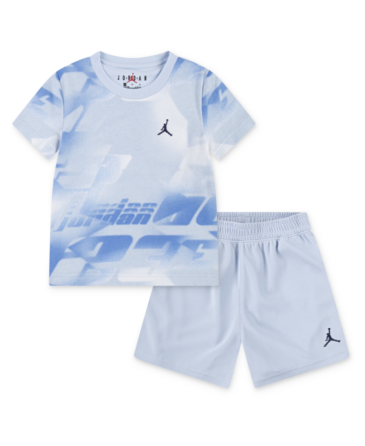 Shop Jordan Toddler Boys 2-piece Triple Team Printed T-shirt And Shorts Set In Hydrogen Blue