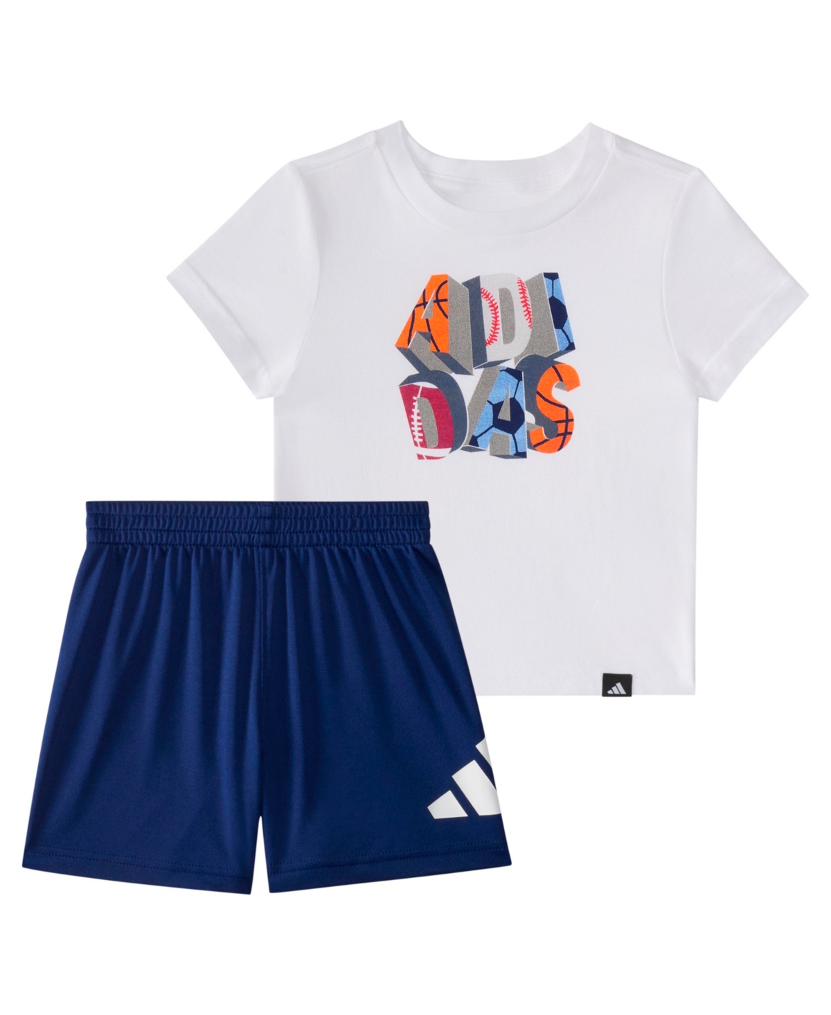 Adidas Originals Baby Boys 2-piece Short Sleeve T-shirt And Elastic Waistband Logo Shorts Set In White