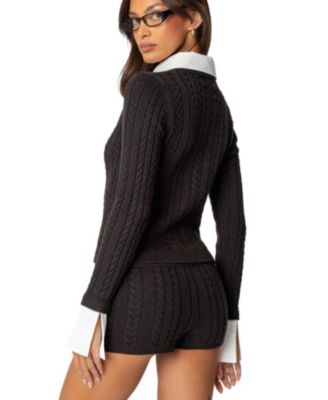 Womens Avey Detachable Cuff & Collar Cardigan