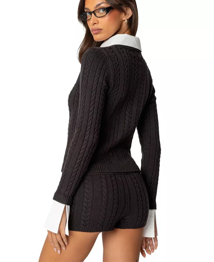 Womens Avey Detachable Cuff & Collar Cardigan - thumbnail 4