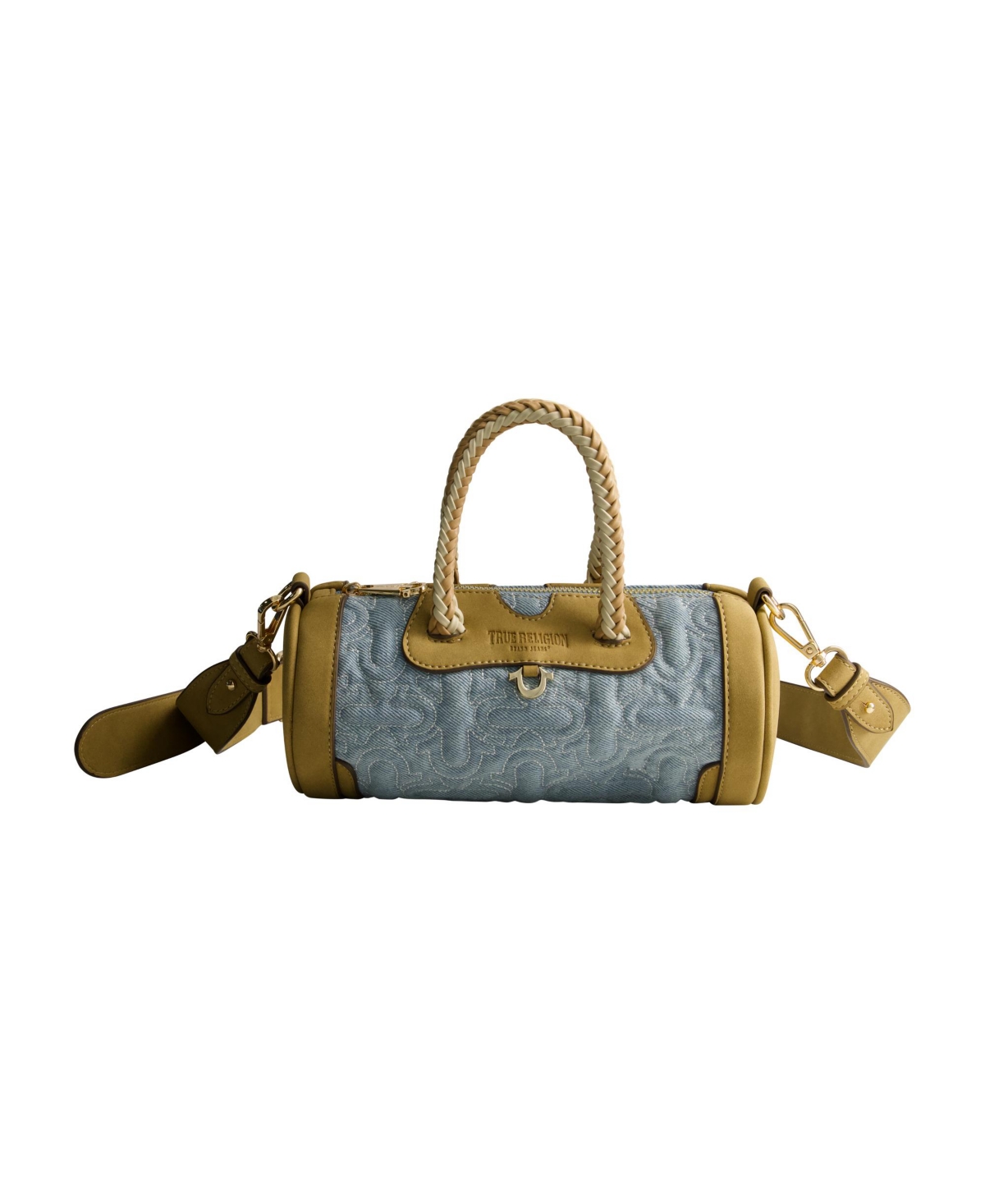 Quilted Horseshoe Mini Duffel Crossbody Bag - Denim