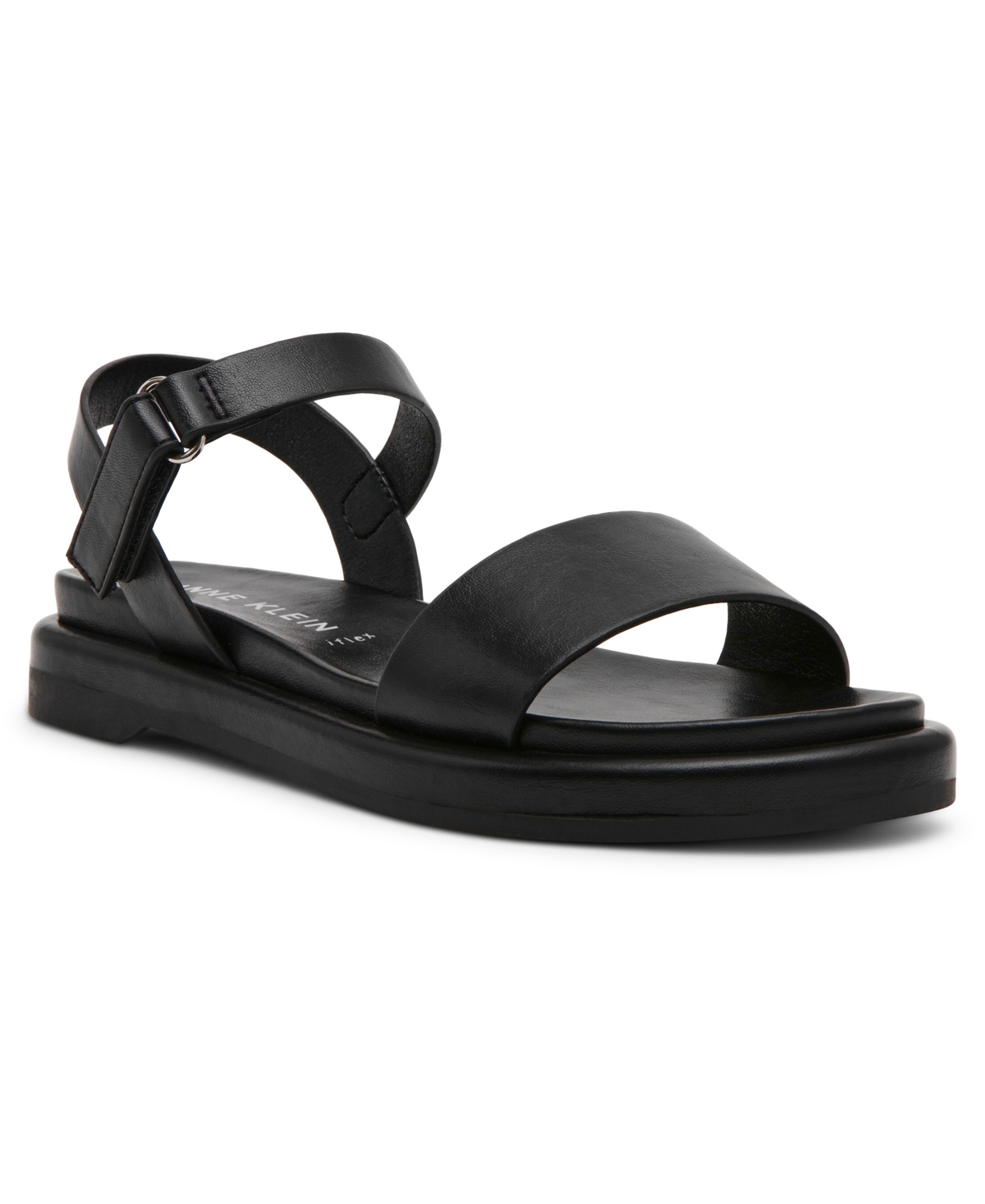 Anne Klein Women's Elani Round Toe Footbed Sandals In Black