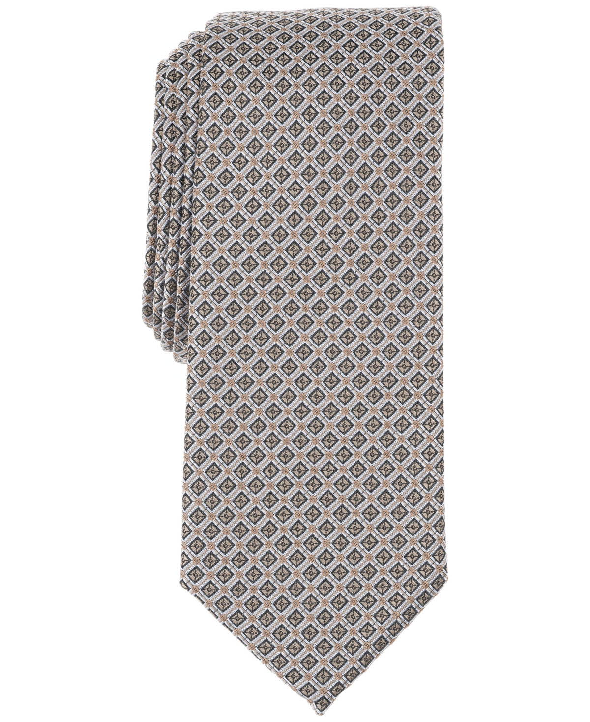 Alfani Men's Scutari Geo-pattern Tie, Exclusively At Macy's In Taupe