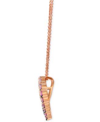 Pink Sapphire Ombr&eacute; (7/8 ct. t.w.), White Sapphire (1/20 ct. t.w.) & Nude Diamond (1/5 ct. t.w.) Heart 20" Pendant Necklace in 14k Rose Gold