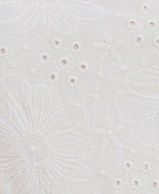 Juniors' Eyelet Embroidered Puff-Sleeve Fit & Flare Dress
