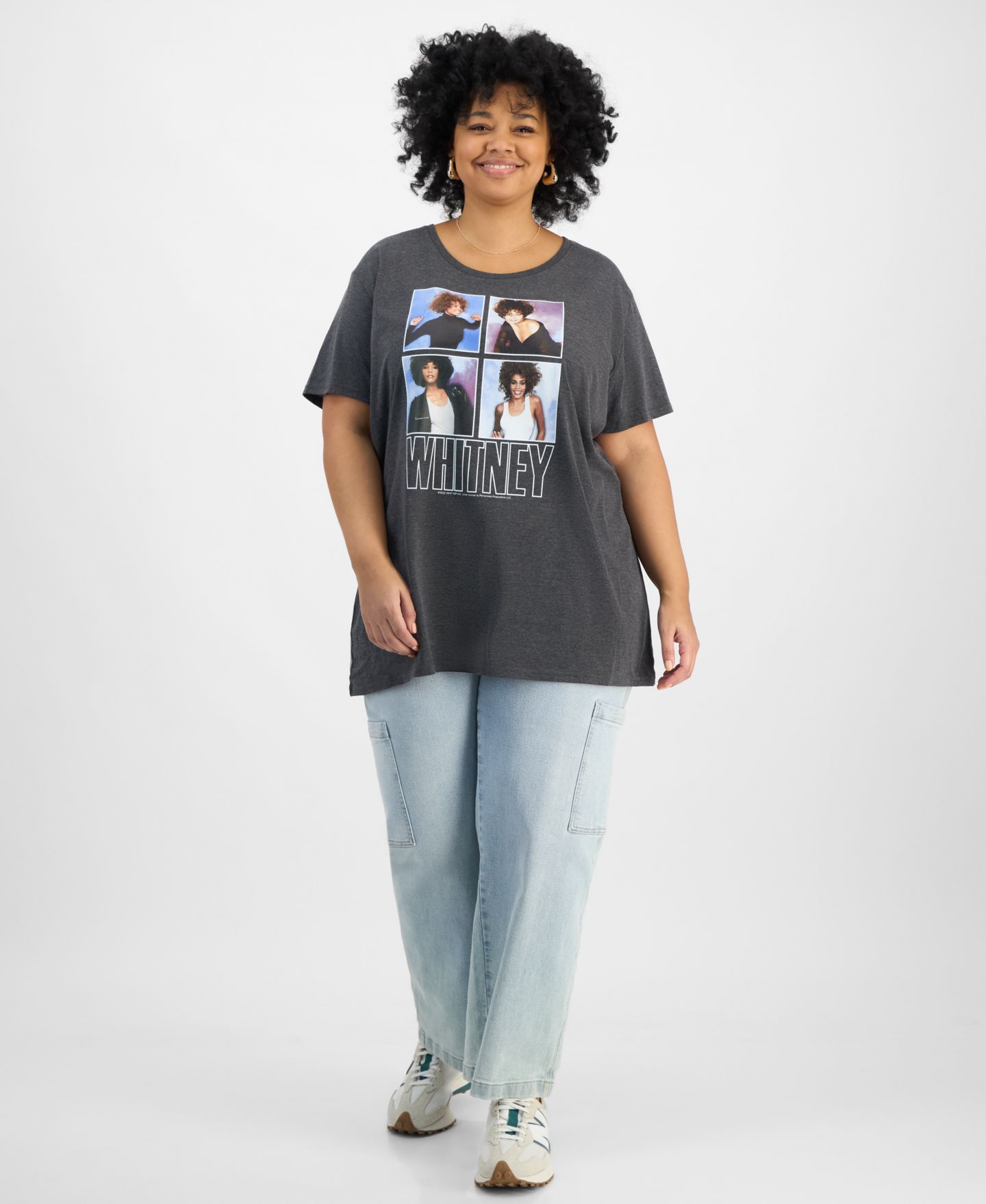 Женская футболка Hybrid Apparel Trendy Plus Size Cotton Whitney Houston Graphic, цвет: Серый — фото 2
