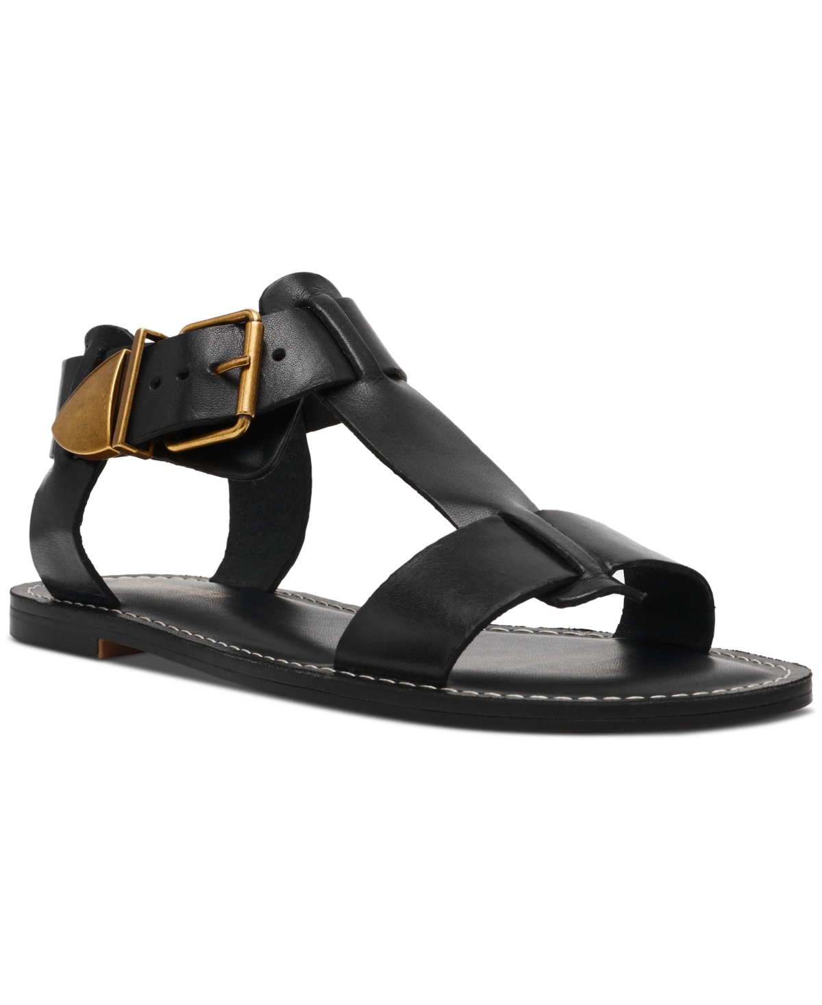 Steve Madden Brazinn Gladiator Sandal In Black Leather