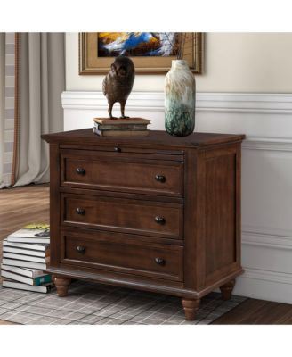 1 Count 3-Drawer Storage Wood Cabinet, End Table with Pull out Tray