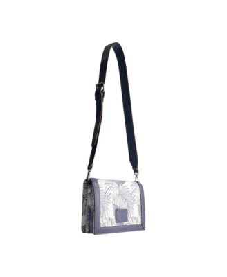 Graphic Leaf Print City Messenger Bag