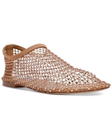 Женские балетки Steve Madden Mino из сетки со стразами, цвет: Пудровый