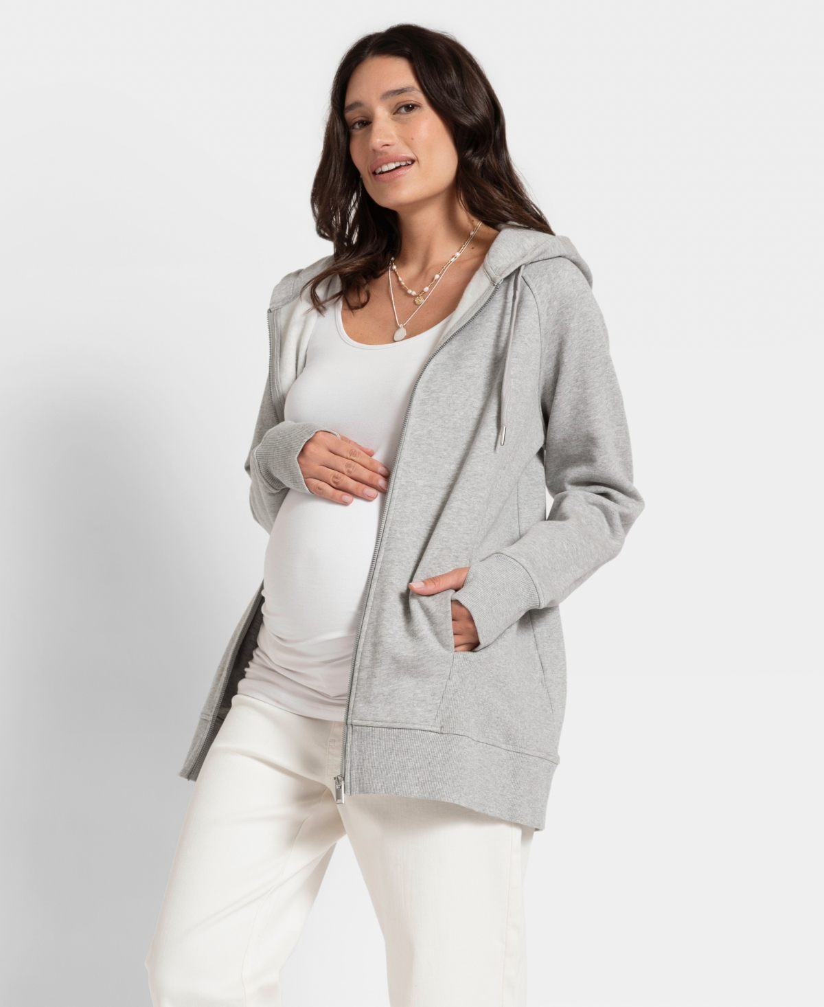 Shop Seraphine Women's Maternity Hoodie In Gray Marl