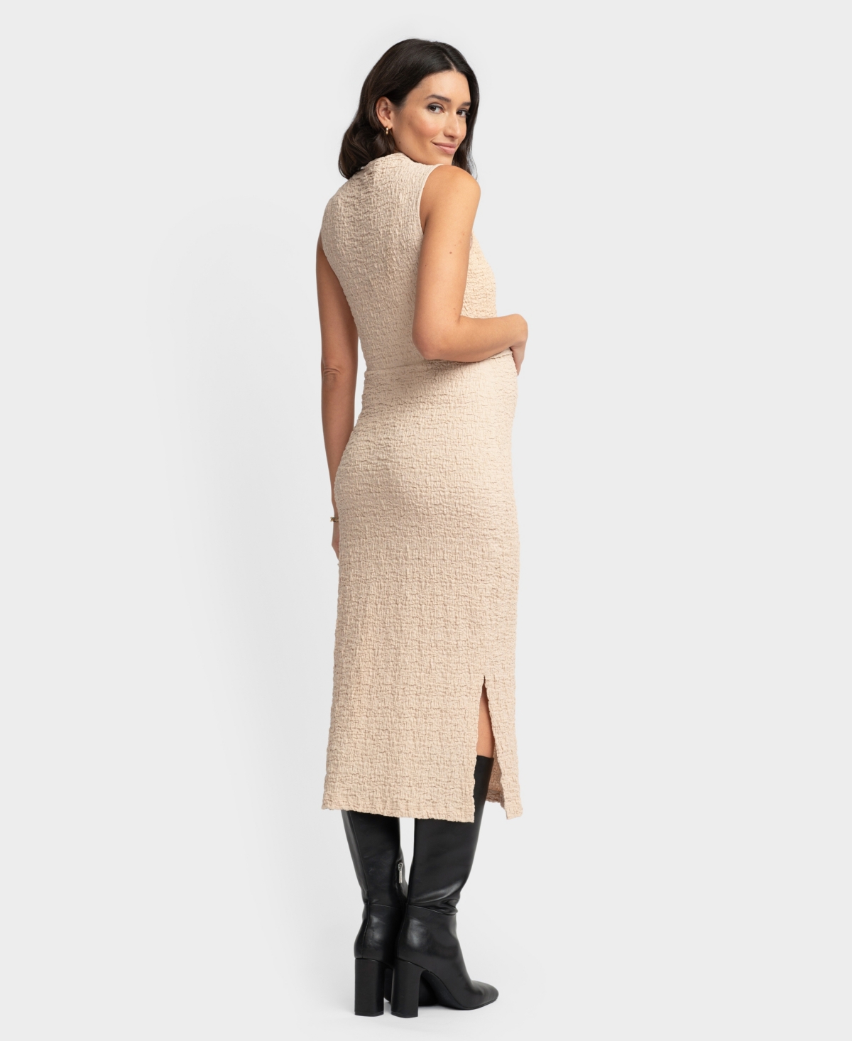 Shop Seraphine Women's Maternity Nursing Bodycon Dress In Sand