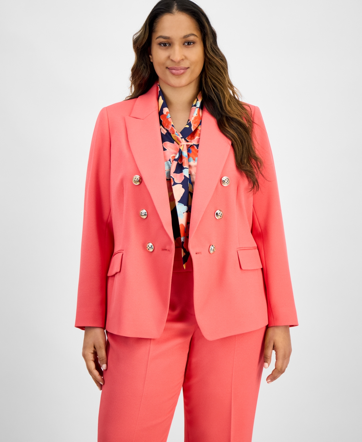 Plus Size Twill Blazer - Sunset