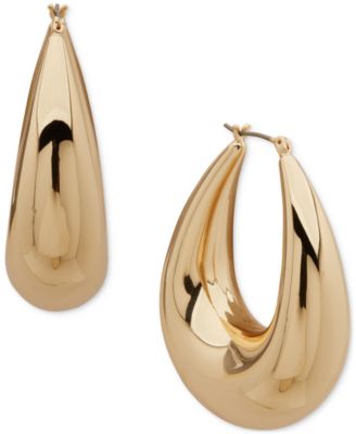 DKNY - Gold-Tone Taper Puffy Large Hoop Earrings, 2.06"