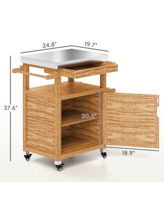 Grill Cart, Stainless Steel Top Kitchen Island with Drawer,