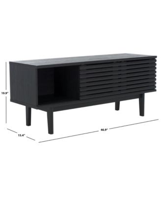 1 Pc Wood Media Stand, 2 Doors, Slatted Facade, Open Shelves – Entertainment Consoles