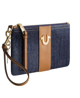 Horseshoe Denim Wristlet Pouch