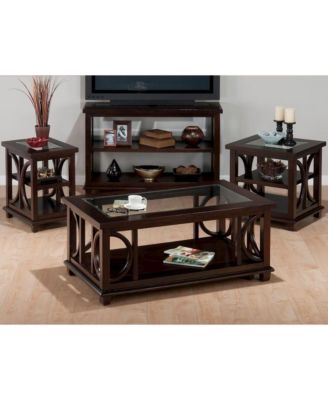 Panama Brown Contemporary Wood and Glass Coffee Table