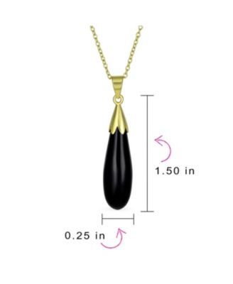 Elongated Teardrop Natural Stone Pendant Necklace in Sterling