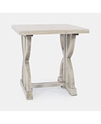 Fairview End Table – 1 Pc, Distressed Acacia Wood, Herringbone Pattern, Transitional Style Living Room Accent Furniture