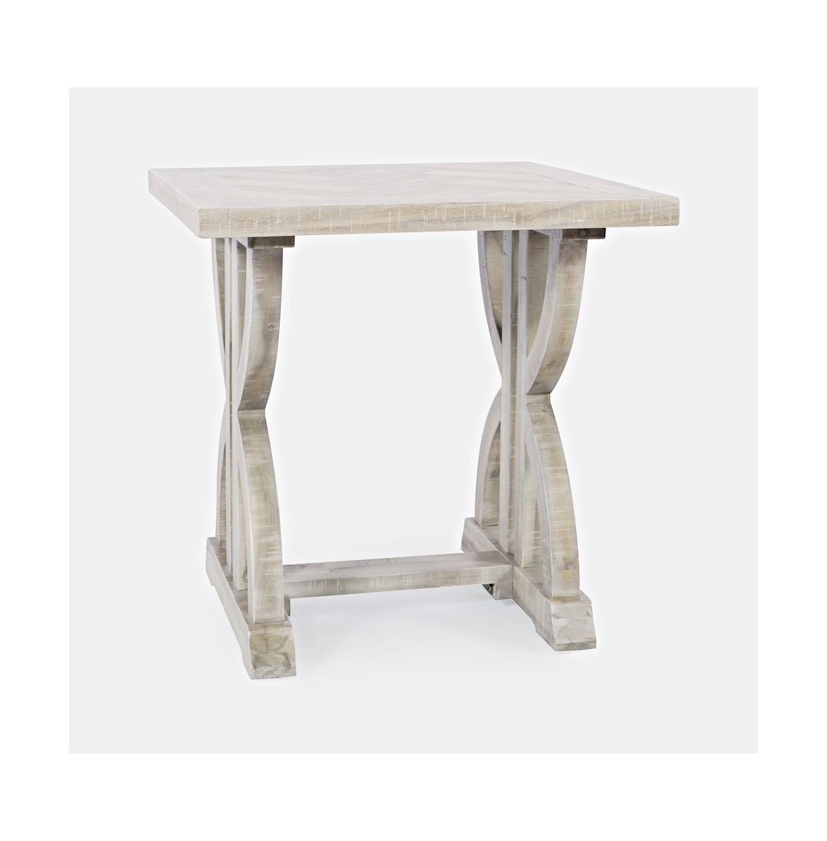 Fairview Transitional Herringbone Distressed Acacia End Table