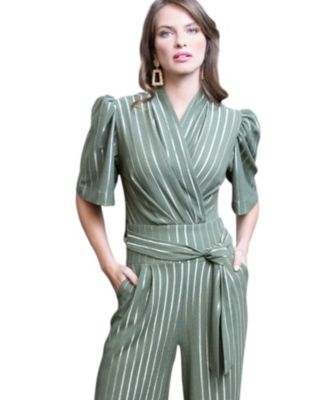Women's Gold Stripe Wide Leg Jumpsuit