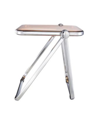 Rectangular Folding Side Table in Chrome Finish with Plastic Tabletop