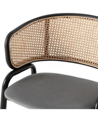 Dining Chair With Stainless Steel Legs Velvet Seat and Wicker Back