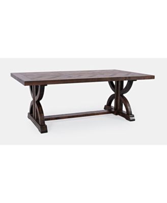 Fairview Transitional Herringbone Distressed Acacia Coffee Table