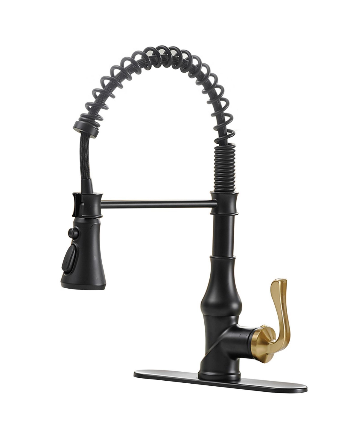 Single Handle Pull-Down Sprayer 3 Spray High Arc Pull Down Sprayer Kitchen Faucet - Matte black