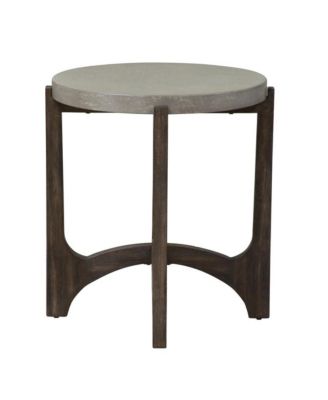 1Pc Concrete Top Wood End Table with Interlocking Legs – End Table