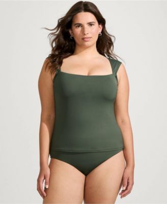 Plus Size Square Neck Underwire Tankini Top
