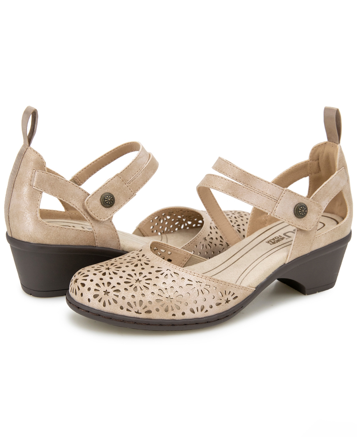 Jbu Women's Bethany Mary Jane Heel Shoe In Taupe Shimmer