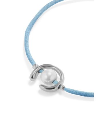 Blue Thread Cultivated Pearl Leather Bracelet