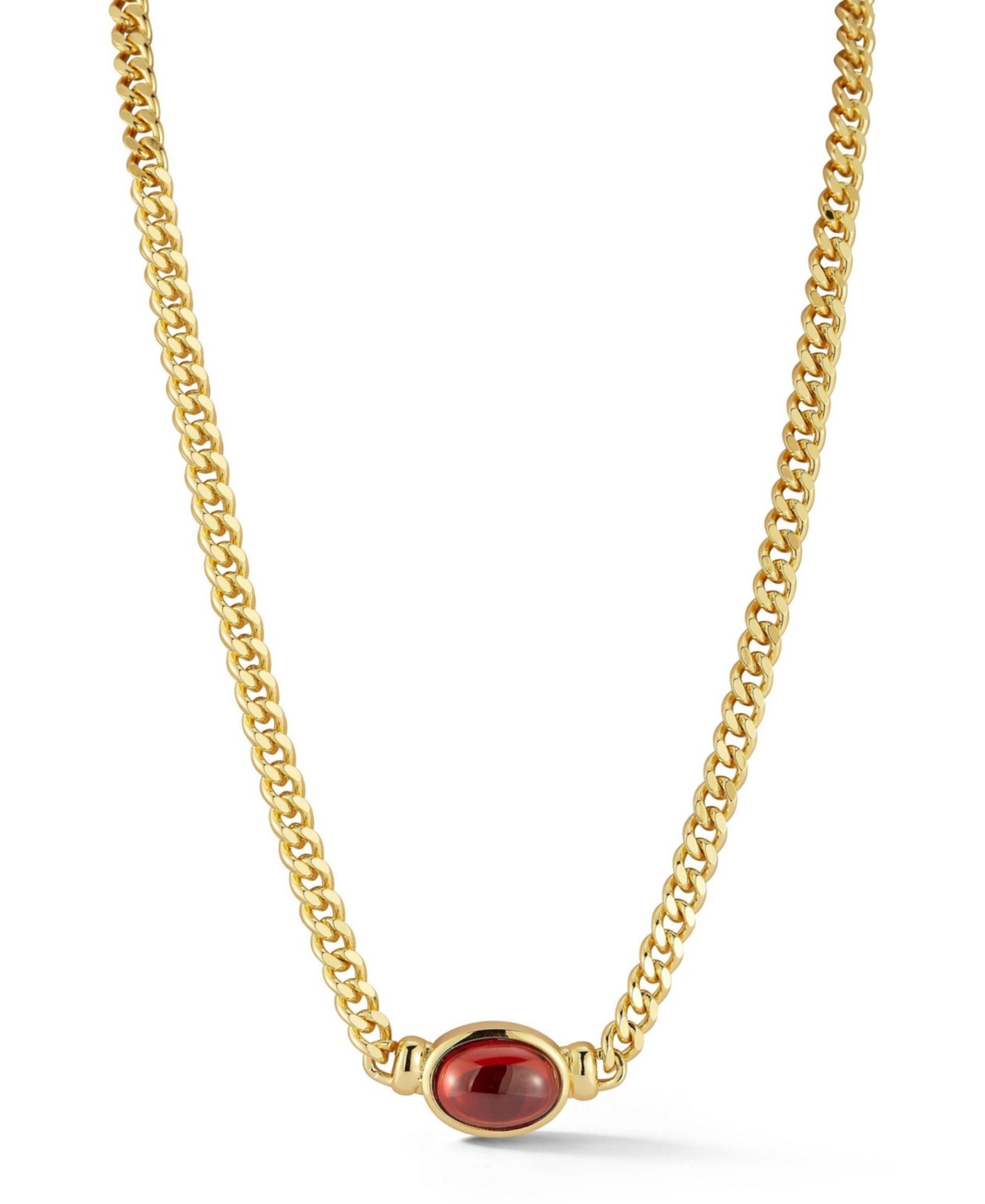 Gold Plated Crystal Curb Chain Necklace - Gold