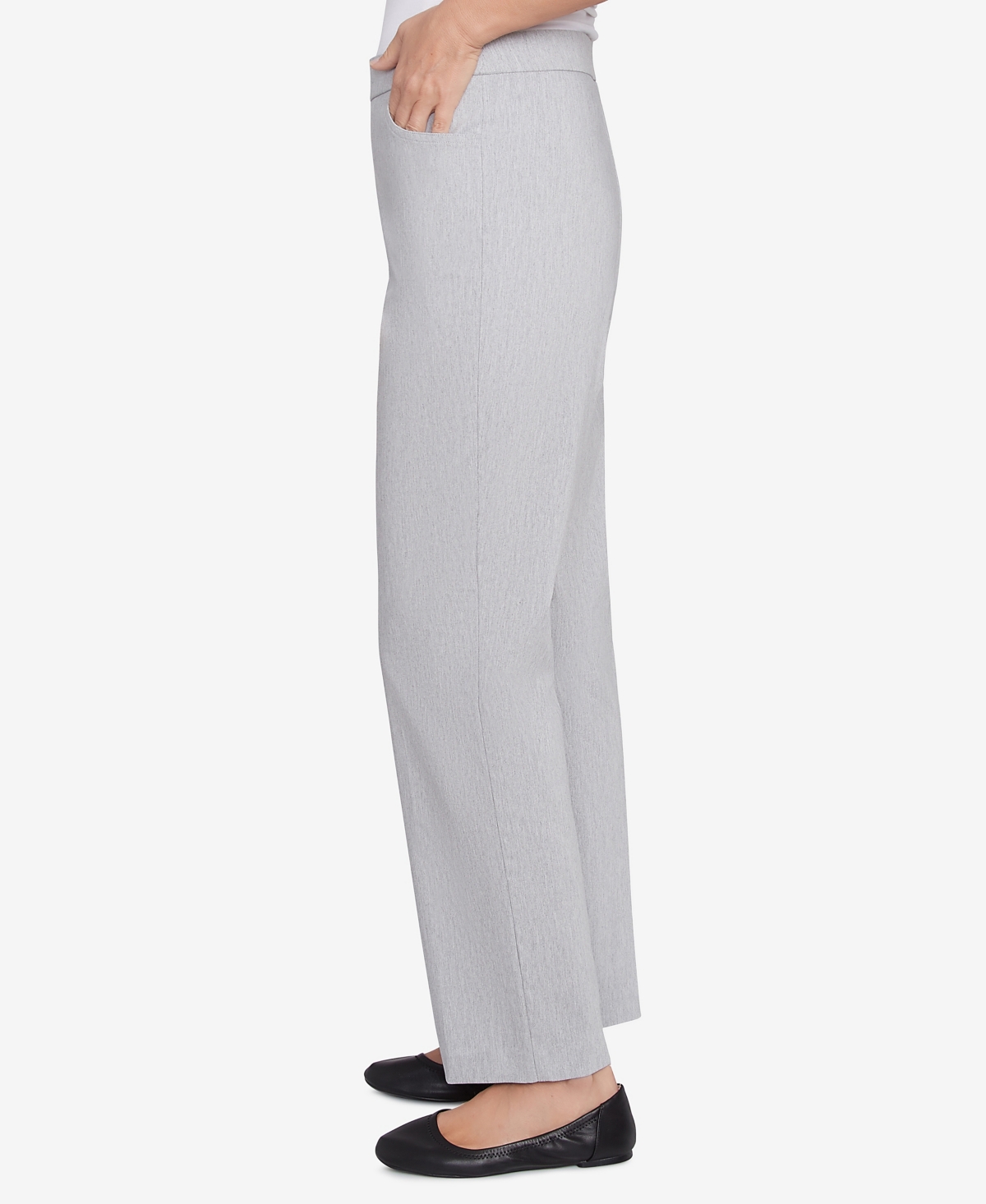 Alfred Dunner Petite Stockbridge Pull-on Corduroy Flat Front Average Length Pants In Pearl