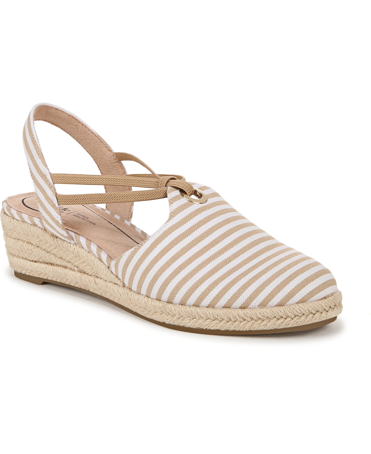 Lifestride Women's Kennedy Closed Almond Toe Wedge Espadrilles In Tan Canvas