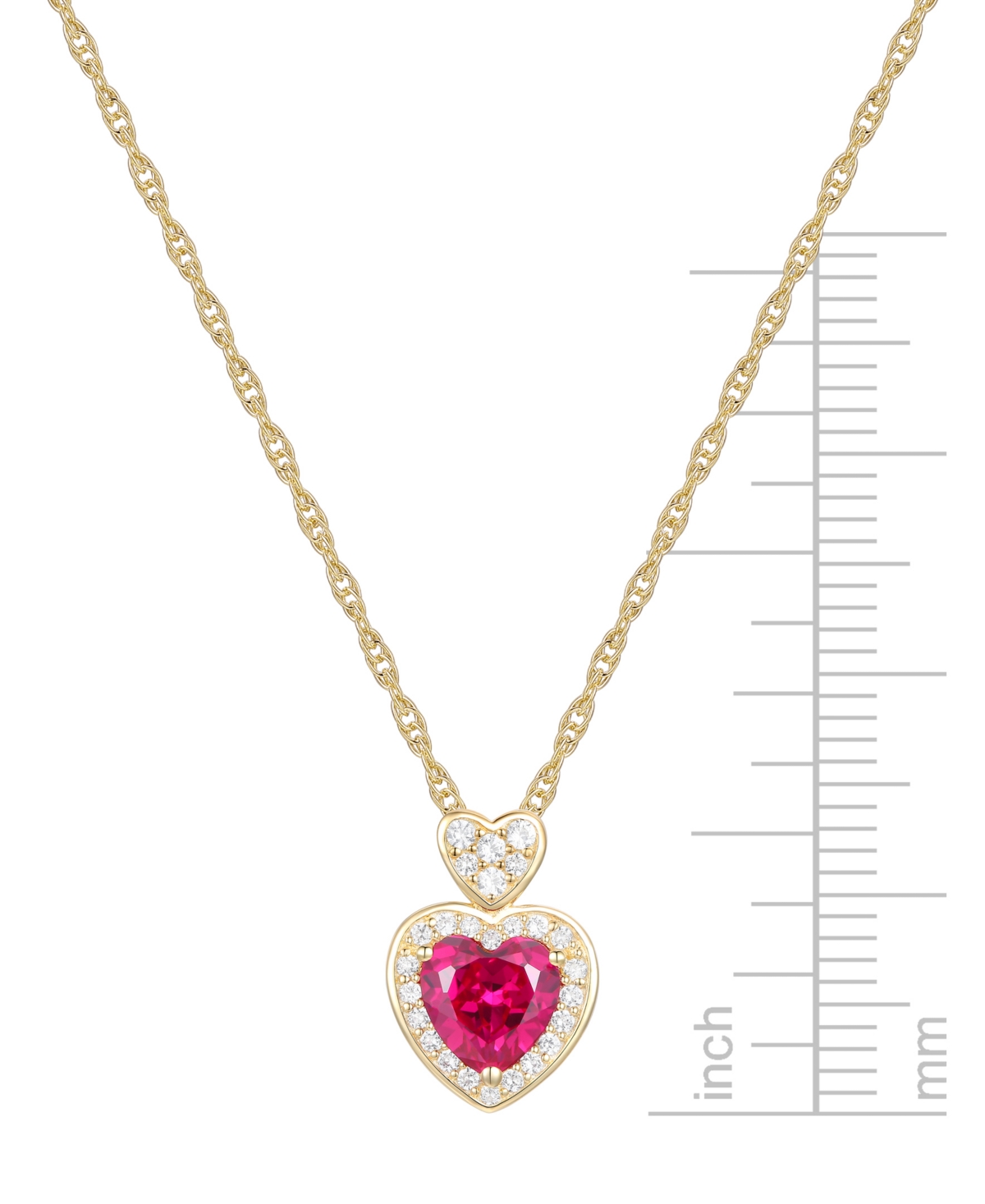 MACY'S LAB GROWN RUBY (1 CT. T.W.), WHITE SAPPHIRE (1/5 CT. T.W.) & DIAMOND ACCENT HEART PENDANT NECKLACE I 