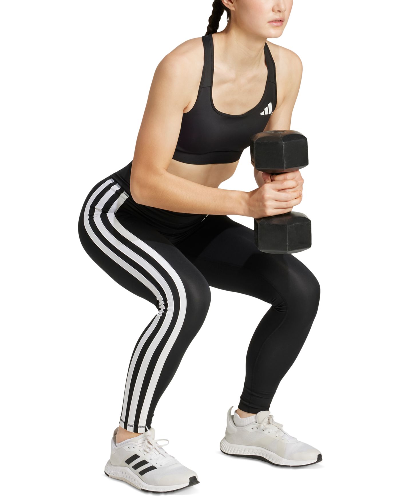 Женские леггинсы adidas Optime Essentials 7/8, цвет: Чёрный / Розовый — фото 7