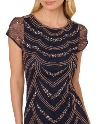 Women's Beaded Cap-Sleeve Sheath Dress