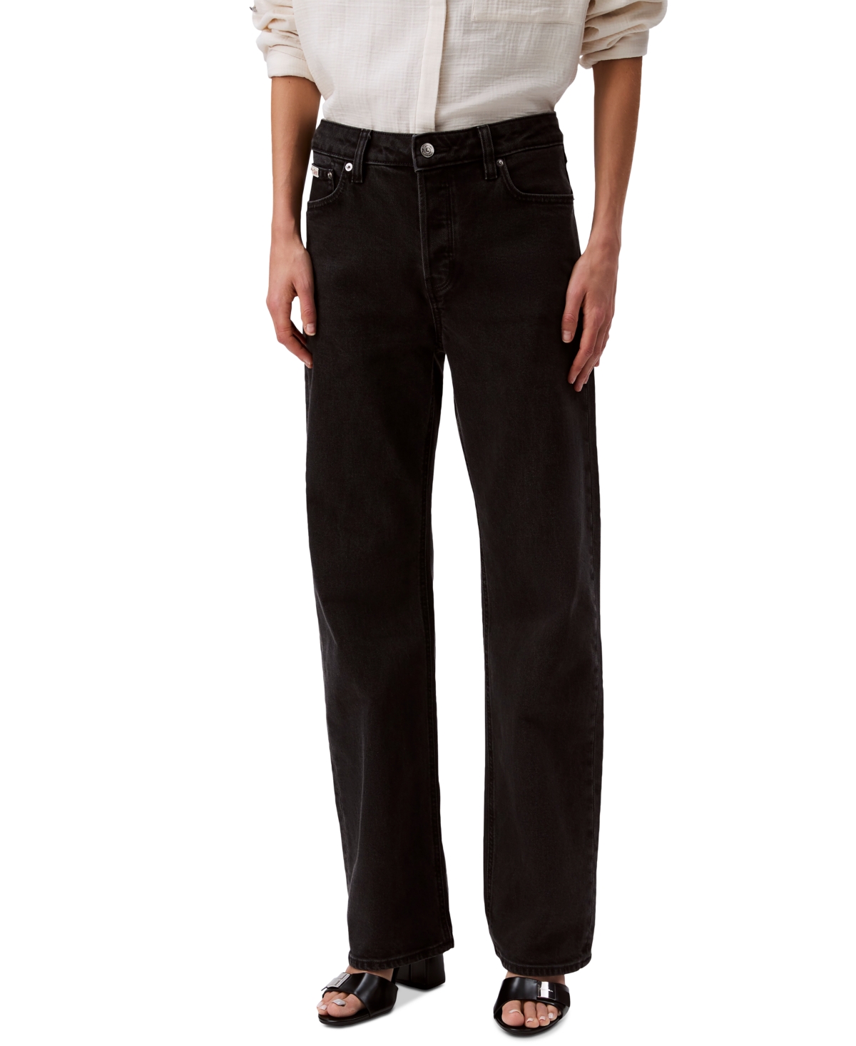 Calvin Klein Jeans Est.1978 Women's 90s Straight-leg Stretch Jeans In Ck Essential Black