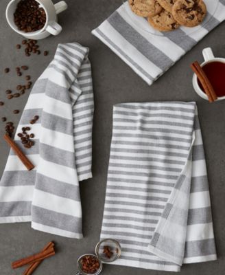 Mineral French Terry Nautical Stripe Cotton Dishtowel 3 Pack Set, 18" x 28"
