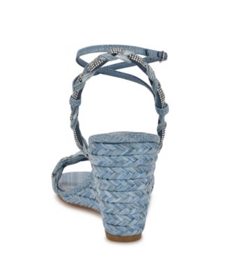 Nine West Women's Nashy Woven Embellished Wedge Sandals - Macy's