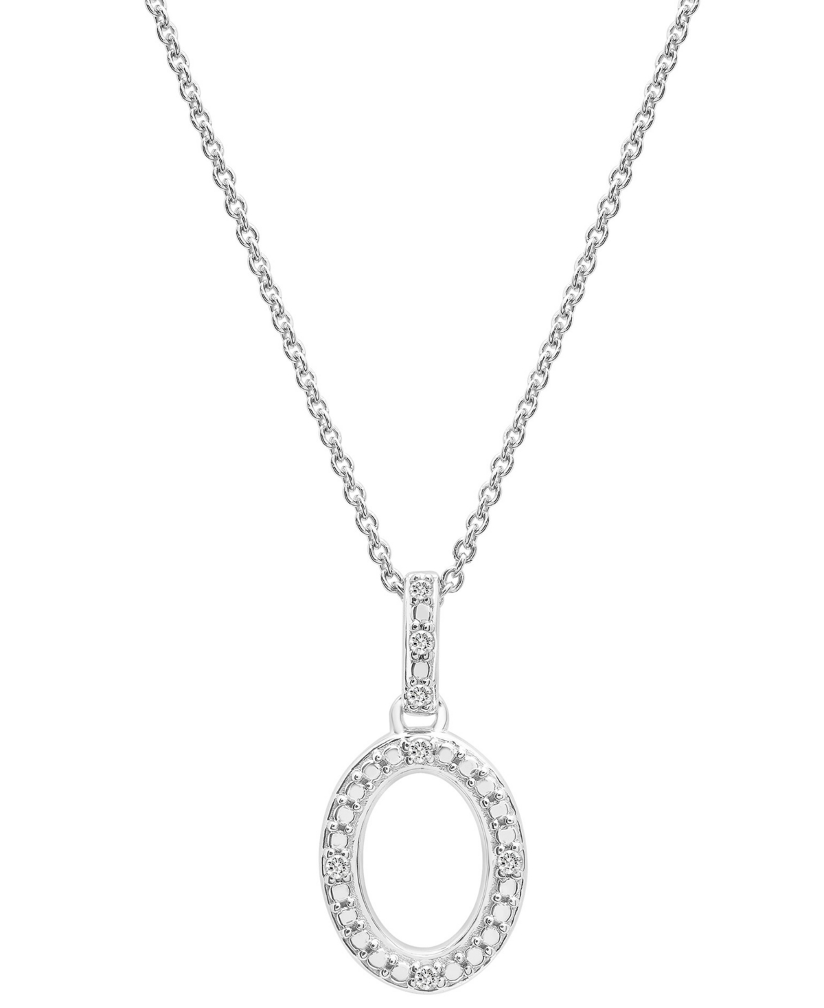 Macy's 2-pc. Set Diamond Oval Pendant Necklace & Matching Drop Earrings (1/6 Ct. T.w.) In Sterling Silver, In Sterling Silver