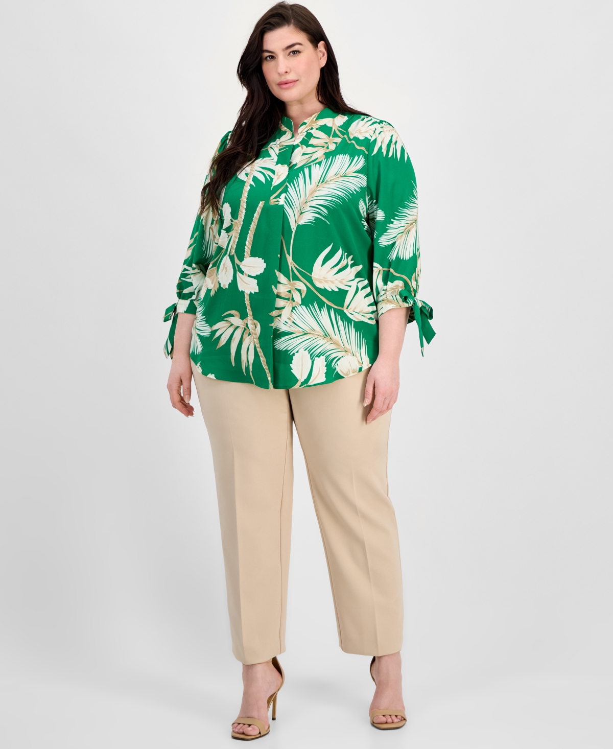 Anne Klein Plus Size Printed 3/4-sleeve Top
